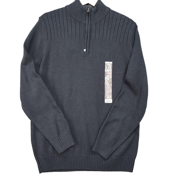 NWT Great Northwest Clothing Co Men’s Medium Black 1/4 Zip Sweater Cotton Blend - Picture 2 of 10